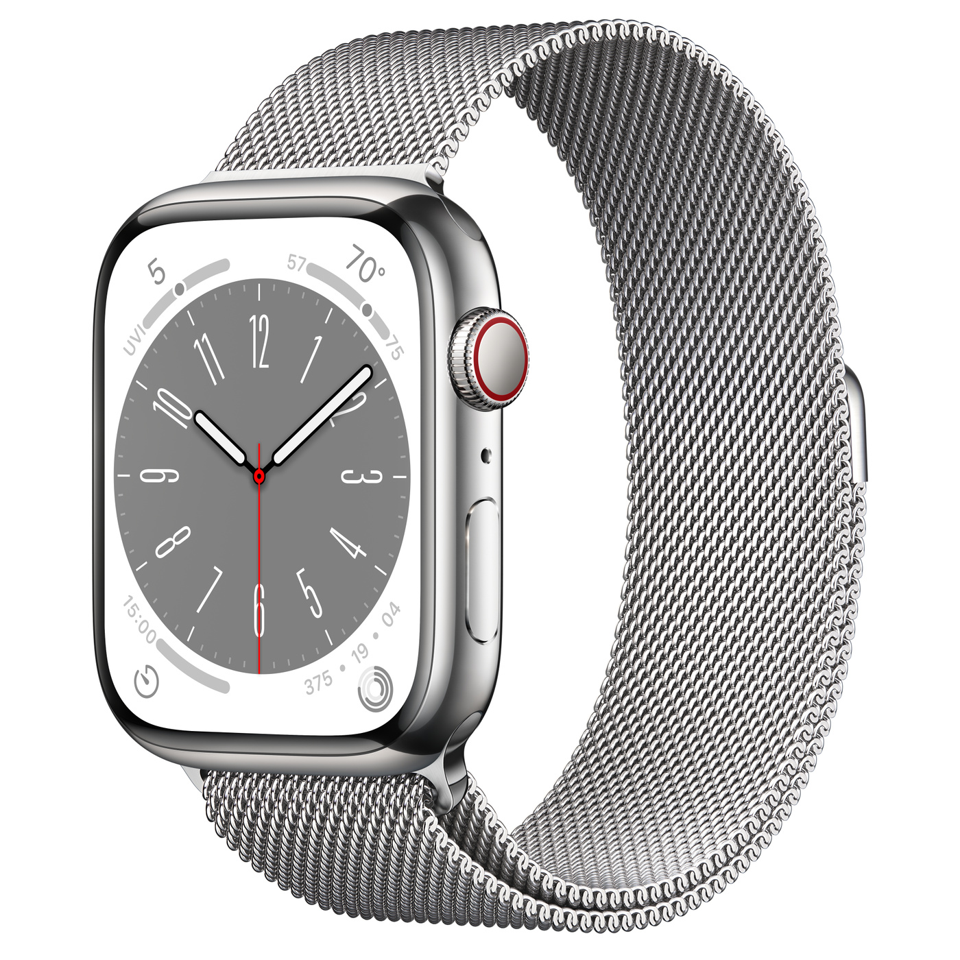 Apple Watch Series 8 45MM Silver Stainless Steel Case with Milanese Loop