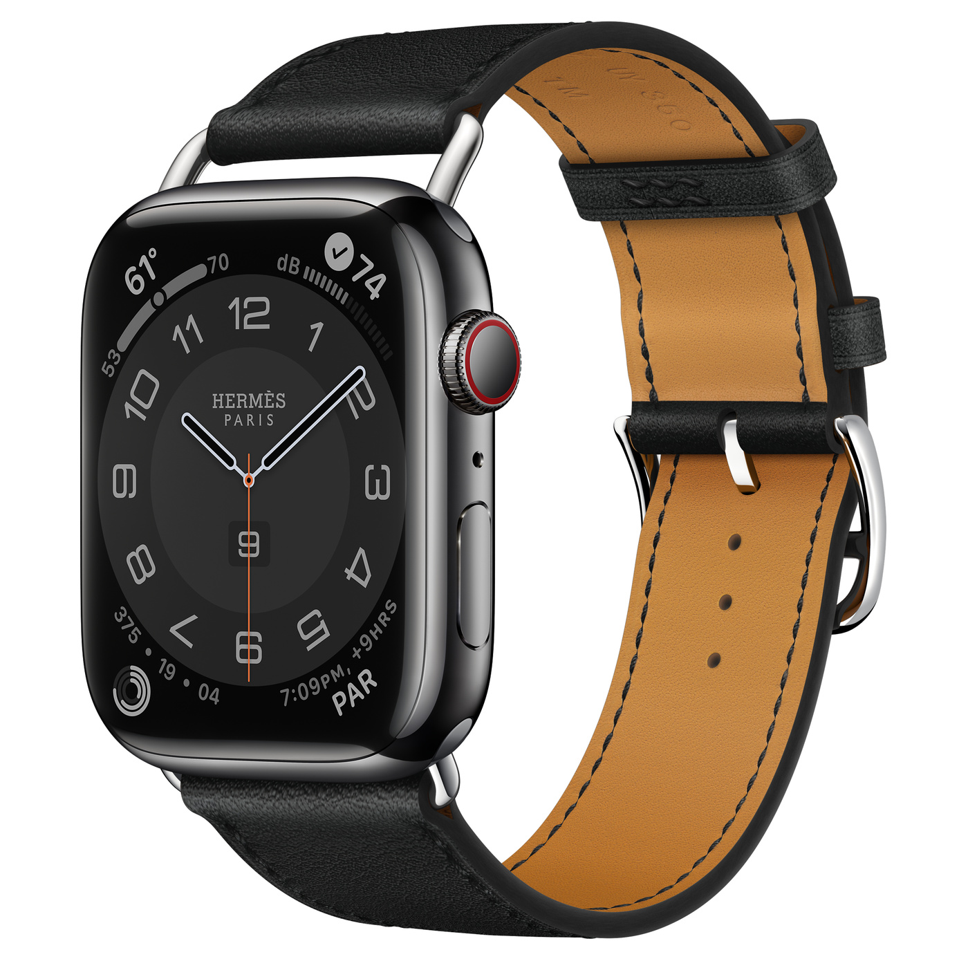 Apple Watch Series 7 45MM Hermès Space Black Stainless Steel Case with Attelage Single Tour