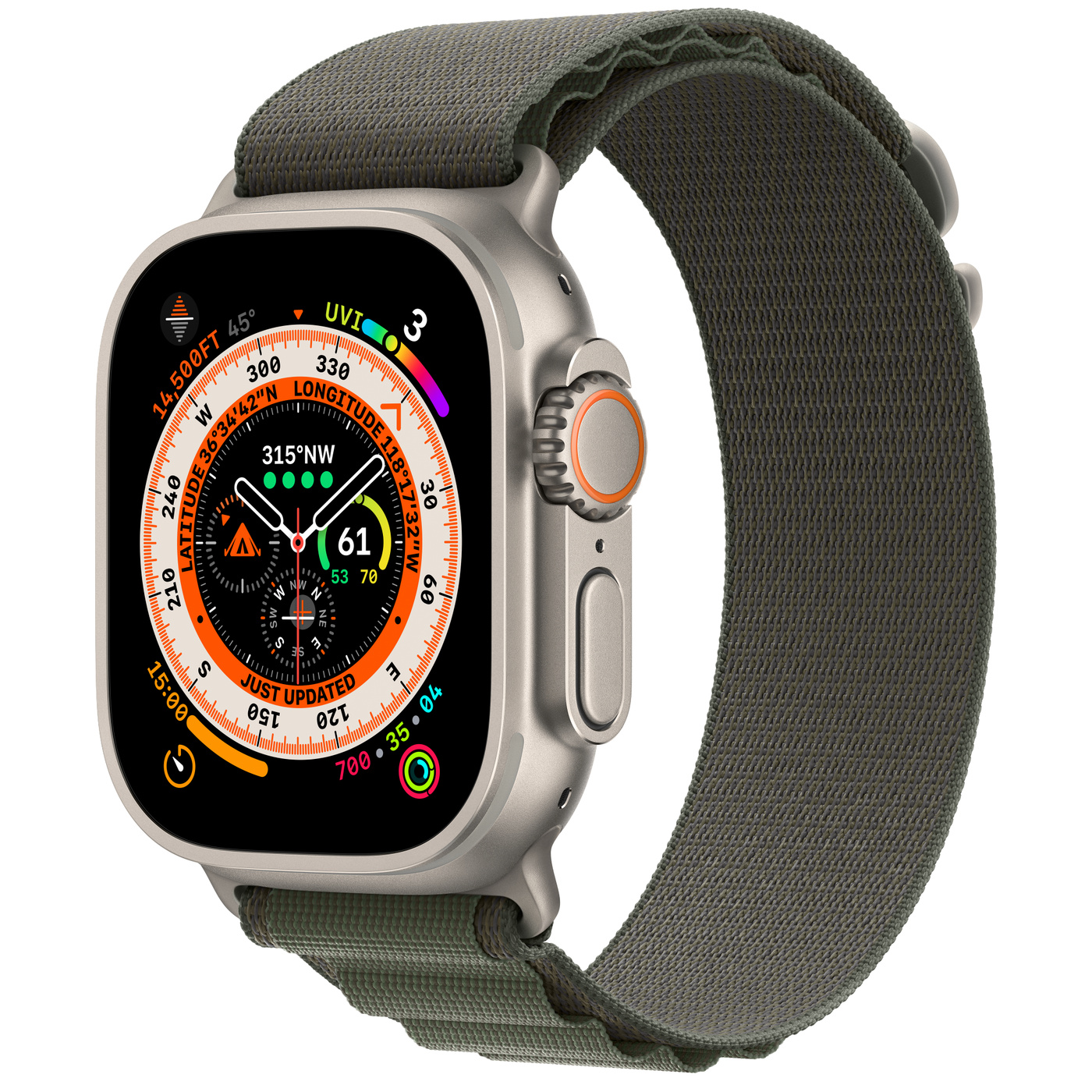 Apple Watch Ultra Titanium Case with Green Alpine Loop ( VN )