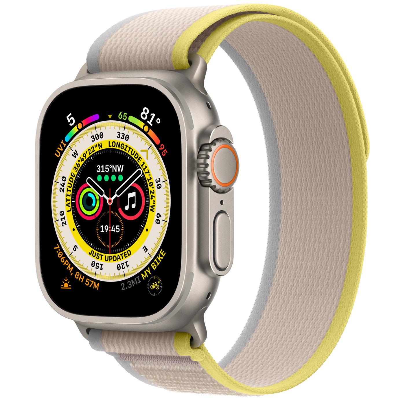 Apple Watch Ultra Titanium Case with Yellow/Beige Trail Loop ( VN )