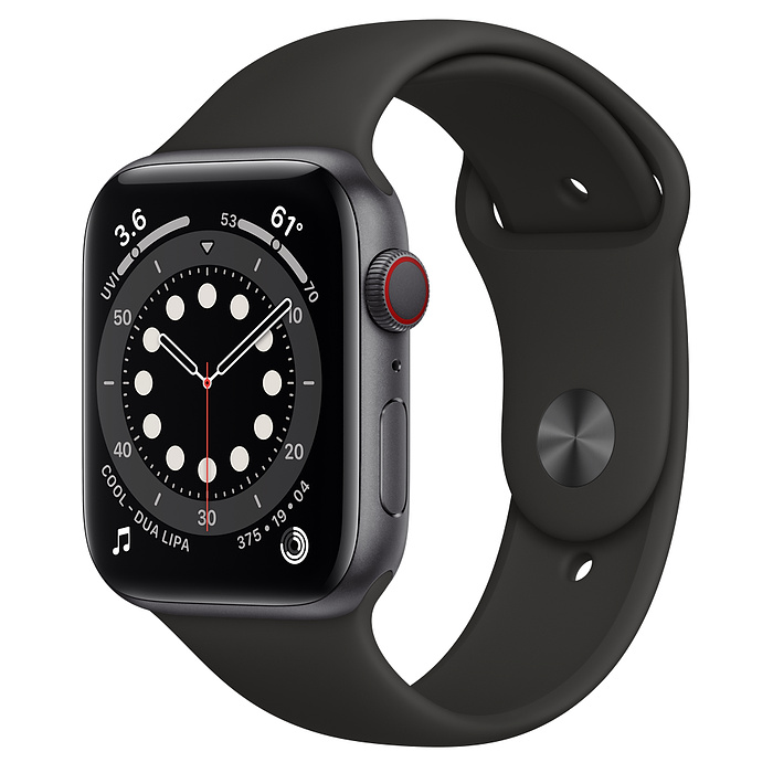 Apple Watch 6 LTE 44mm Space Gray / Black Sport Band MG2E3