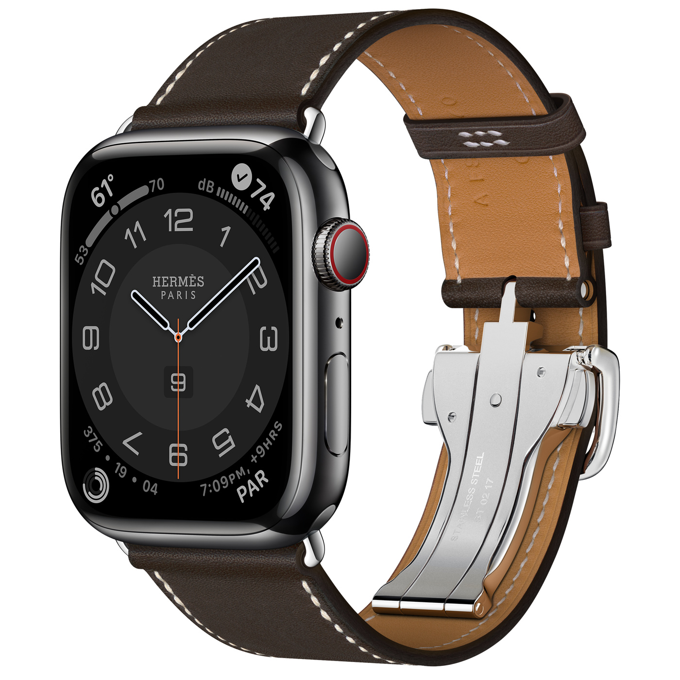 Apple Watch Series 7 45MM Hermès Space Black Stainless Steel Case with Single Tour Deployment Buckle