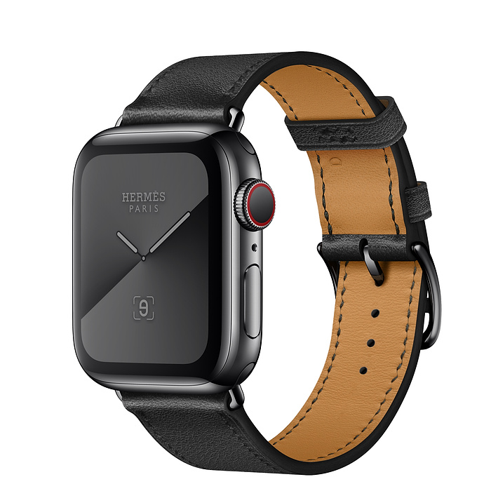 Apple Watch Hermès 40mm Space Black Stainless Steel Case with Noir Swift Leather Single Tour
