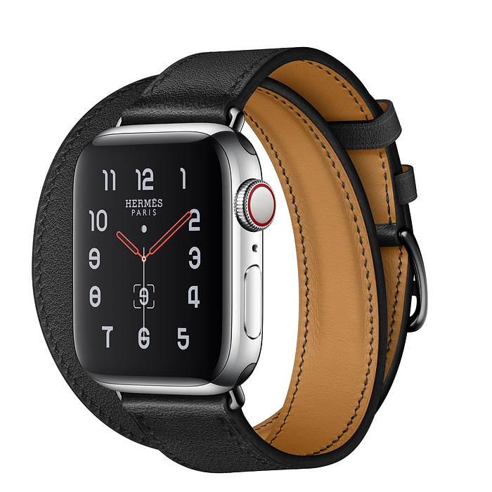 Apple Watch Hermès 40mm Stainless Steel Case with Noir Swift Leather Double Tour
