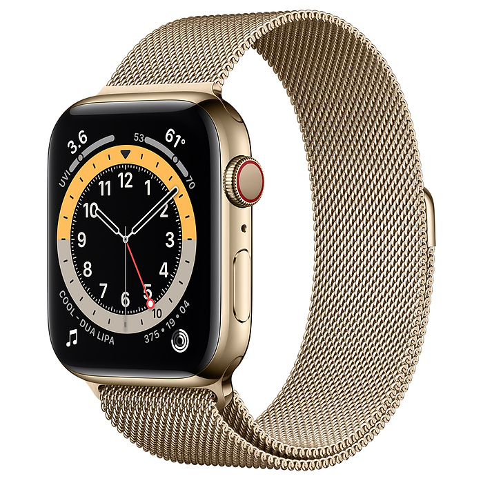 Apple Watch 6 44mm Gold Stainless Steel Case with Gold Milanese Loop