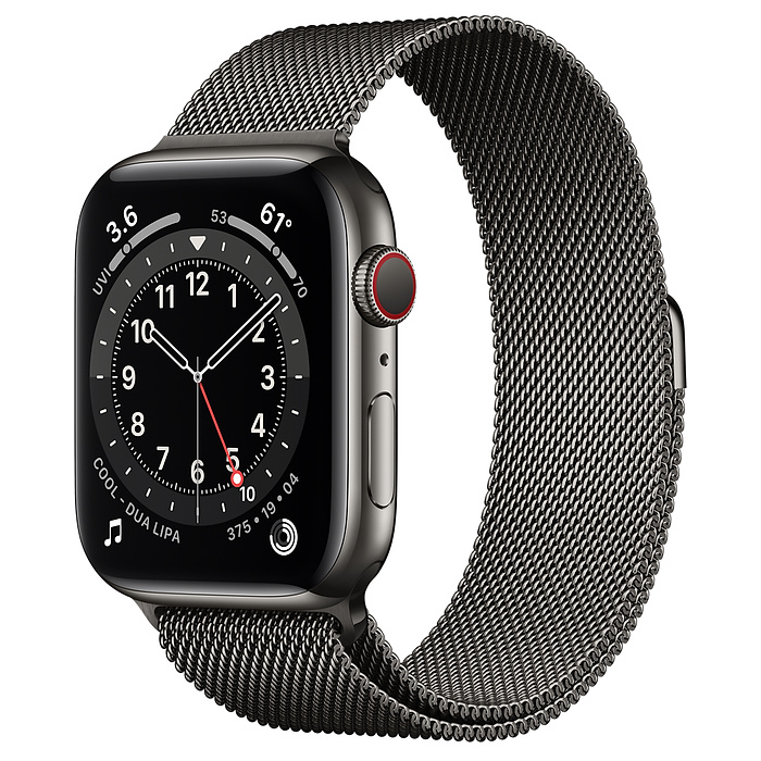 Apple Watch 6 44mm Graphite Stainless Steel Case with Graphite Milanese Stainless Steel Or Titanium Apple Watch