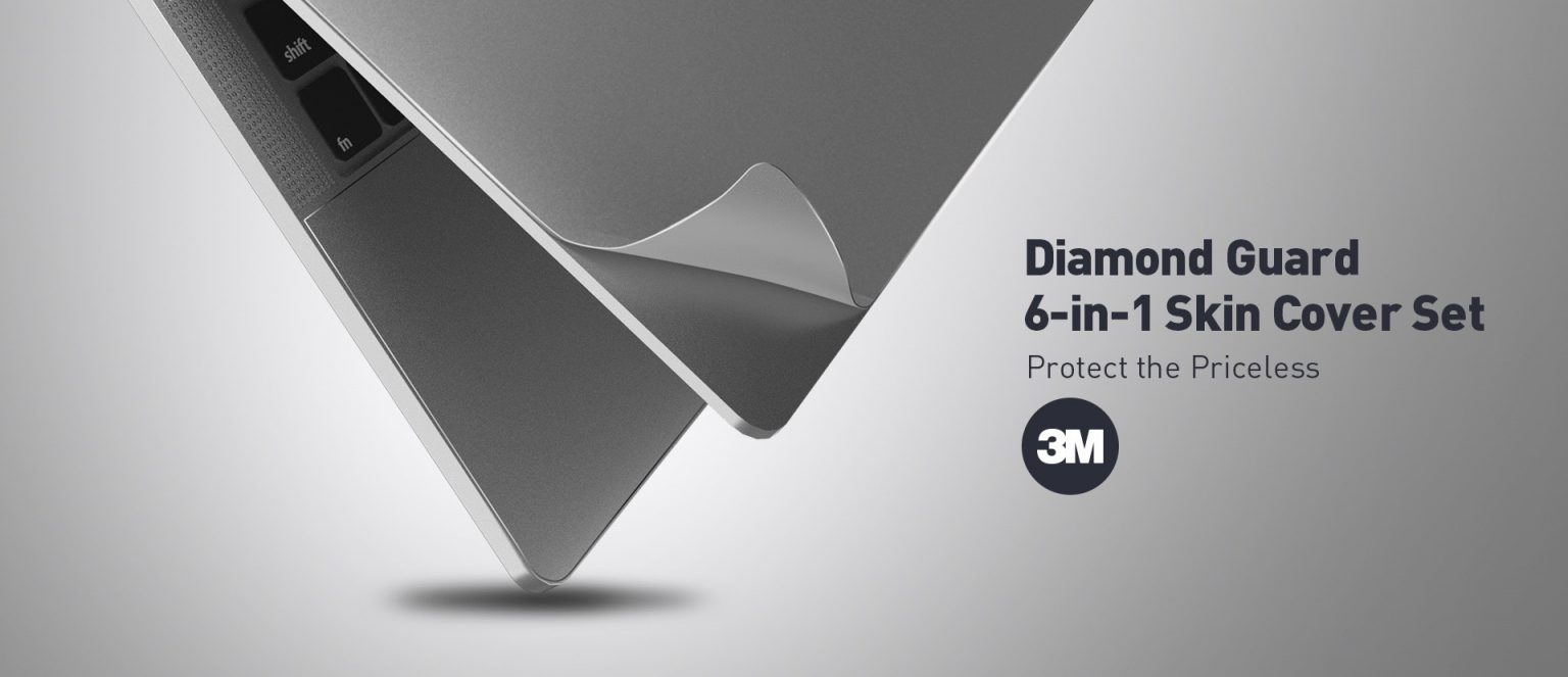 DÁN 3M INNOSTYLE (USA) DIAMOND GUARD 6-IN-1 SKIN SET FOR MACBOOK PRO 13″ M1/M2 (SPACE GRAY, SILVER)