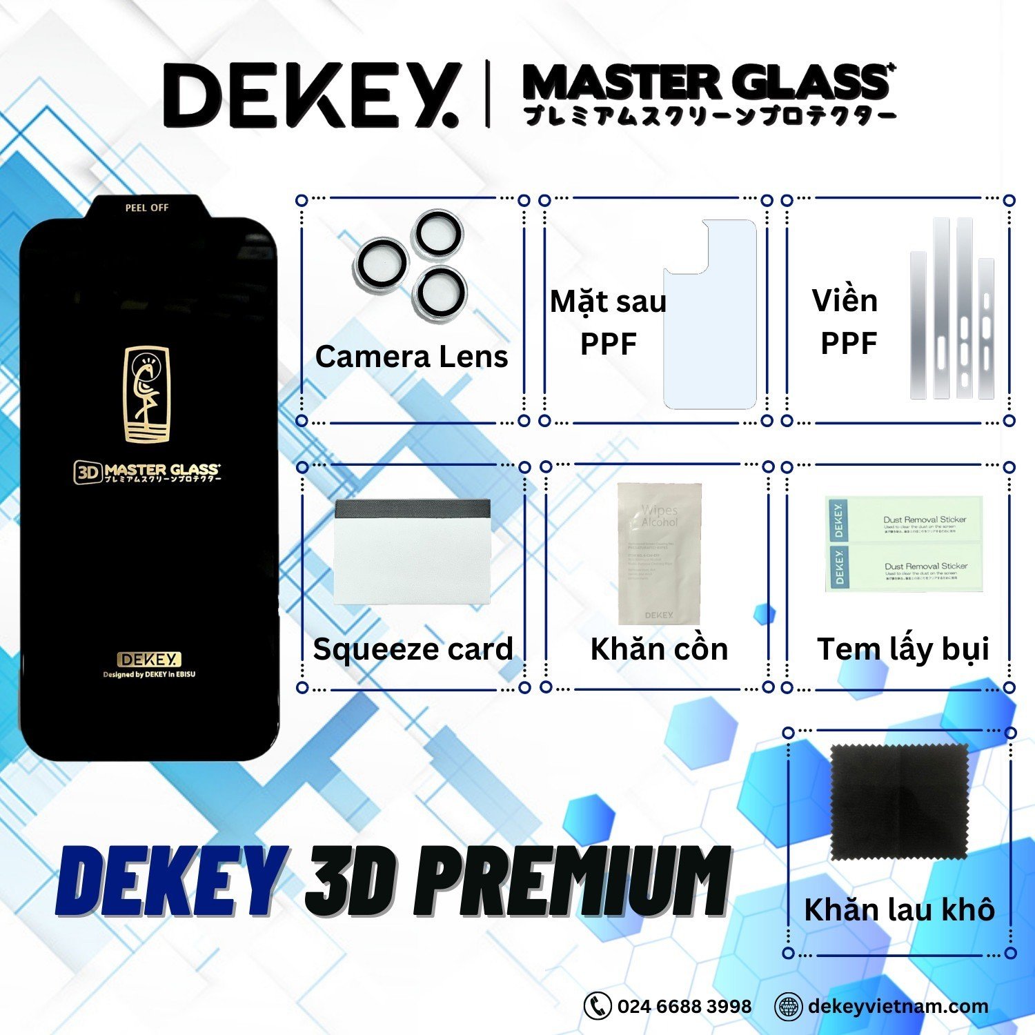 Dekey 3D PREMIUM  iPhone 14 PRO MAX / 14 PRO / 14 FULL ( Màn hình , camera , thân máy )